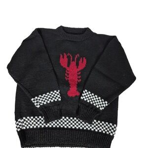 Lobster Sweater Mens XL Black Knit Graphic Crewneck Pullover Fisherman Coastal